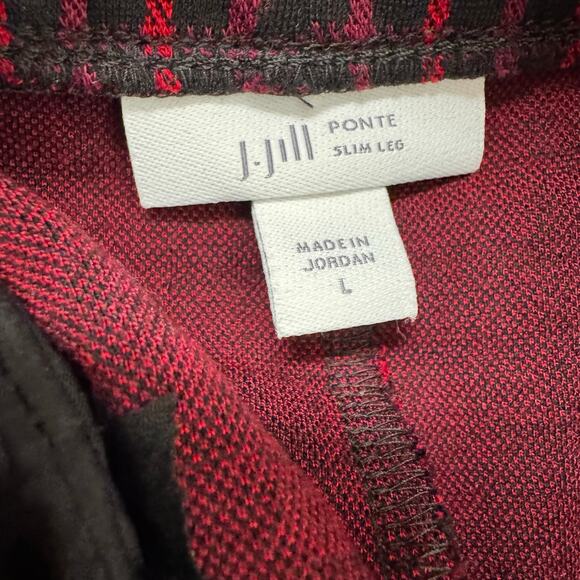 J.Jill Women's Plaid Red Stretch High Rise Viscose Ponte Slim Leg Pant Size L - Picture 7 of 10
